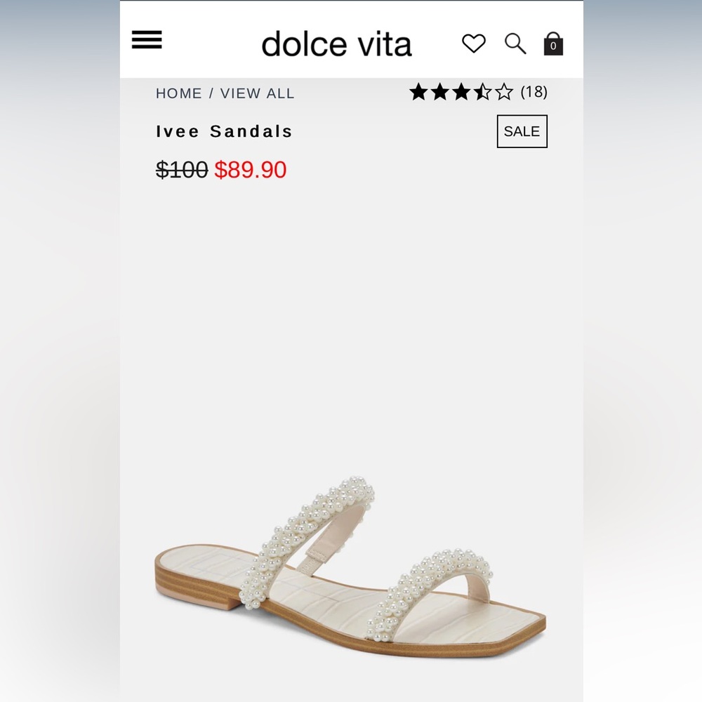 Dolce Vita Ivory Pearl Embellished Double-Strap Sandals